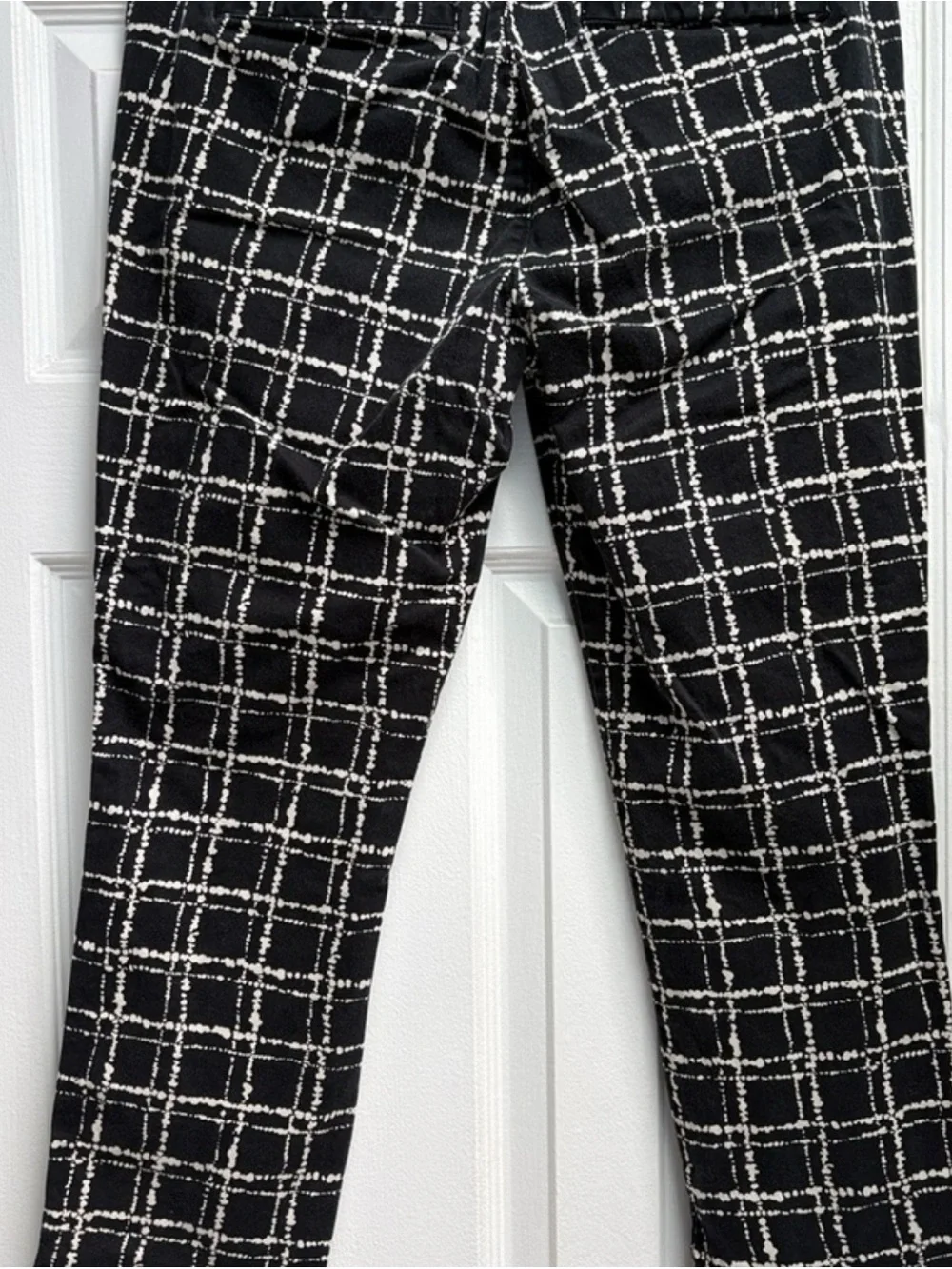 Girls Black and White Plaid Ponte Leggings
